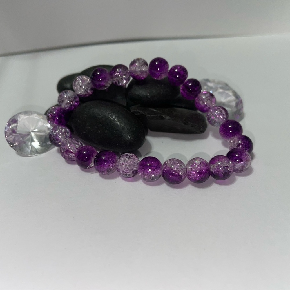 Purple Amethyst Beaded Stretch Bracelet